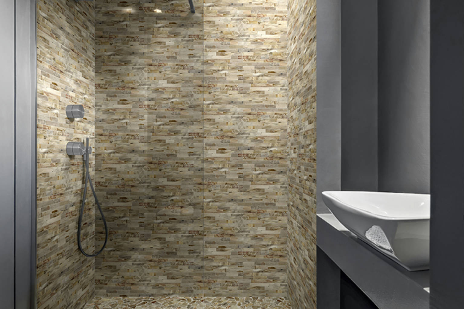 Fossil Wood Mini Opus Mix Beige Interlocking Mosaic | Classic Tile Imports