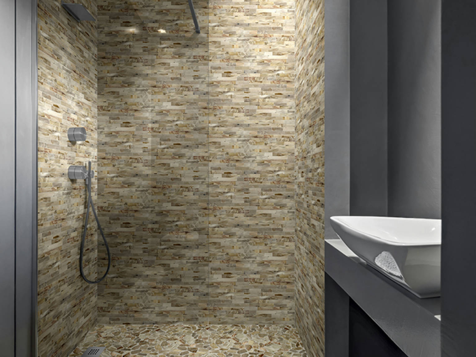 Fossil Wood Mini Opus Mix Beige Interlocking Mosaic | Classic Tile Imports