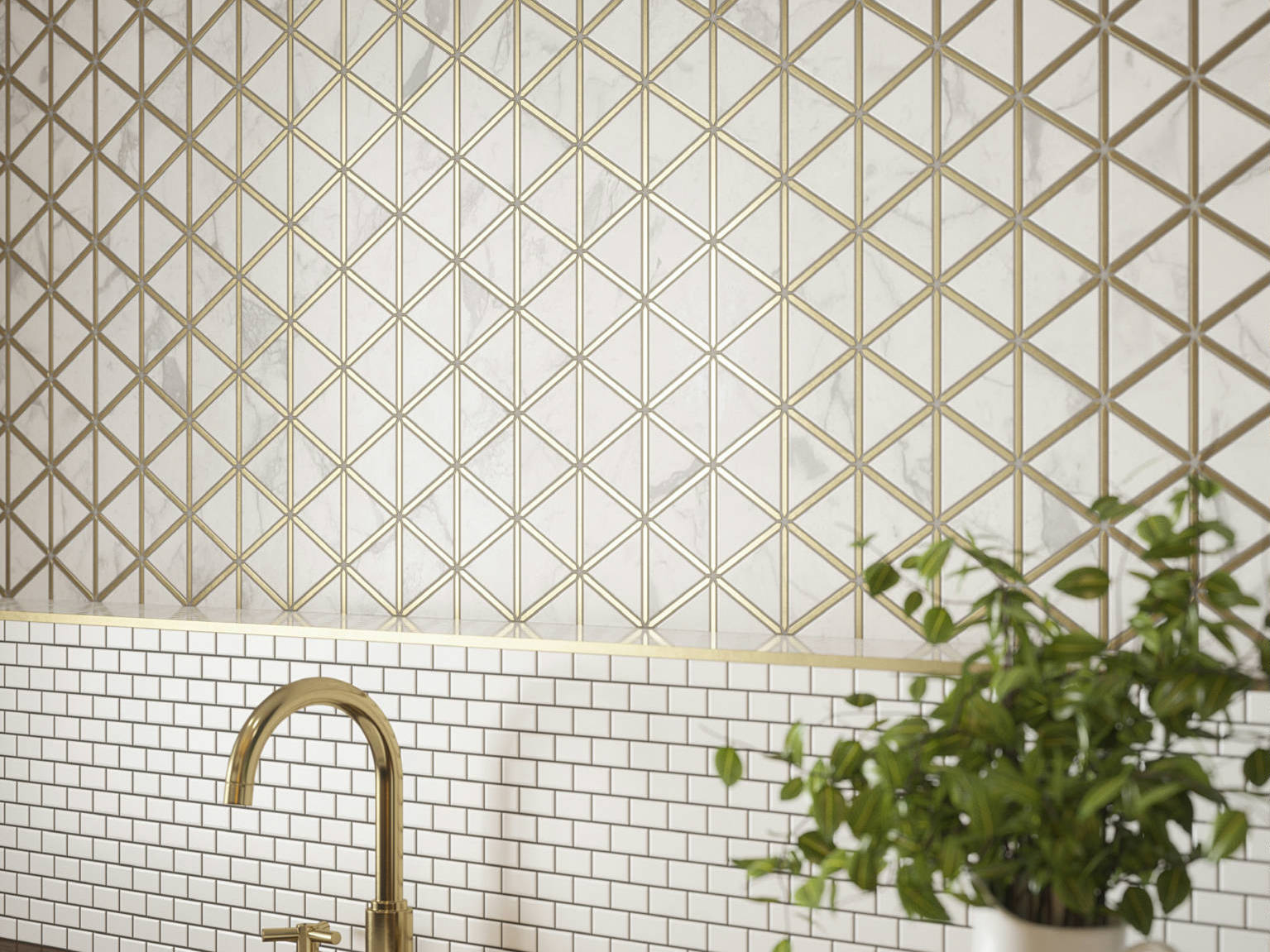 Gilded Triangles Mosaic, Creek Trail Mosaic | Classic Tile Imports