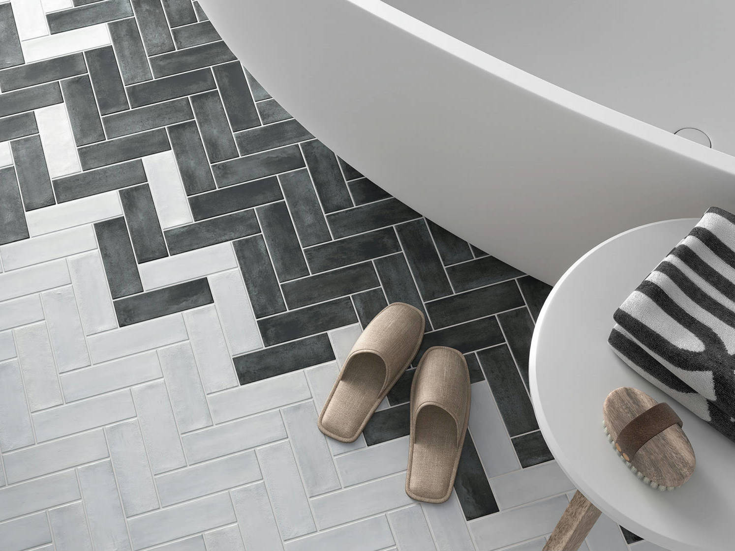 Lisbon 2X6 Pearl and Graphite | Classic Tile Imports