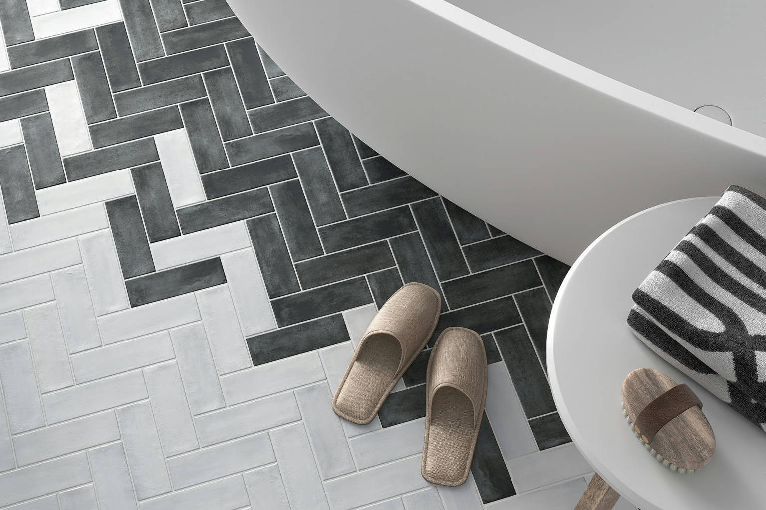 Lisbon 2X6 Pearl and Graphite | Classic Tile Imports