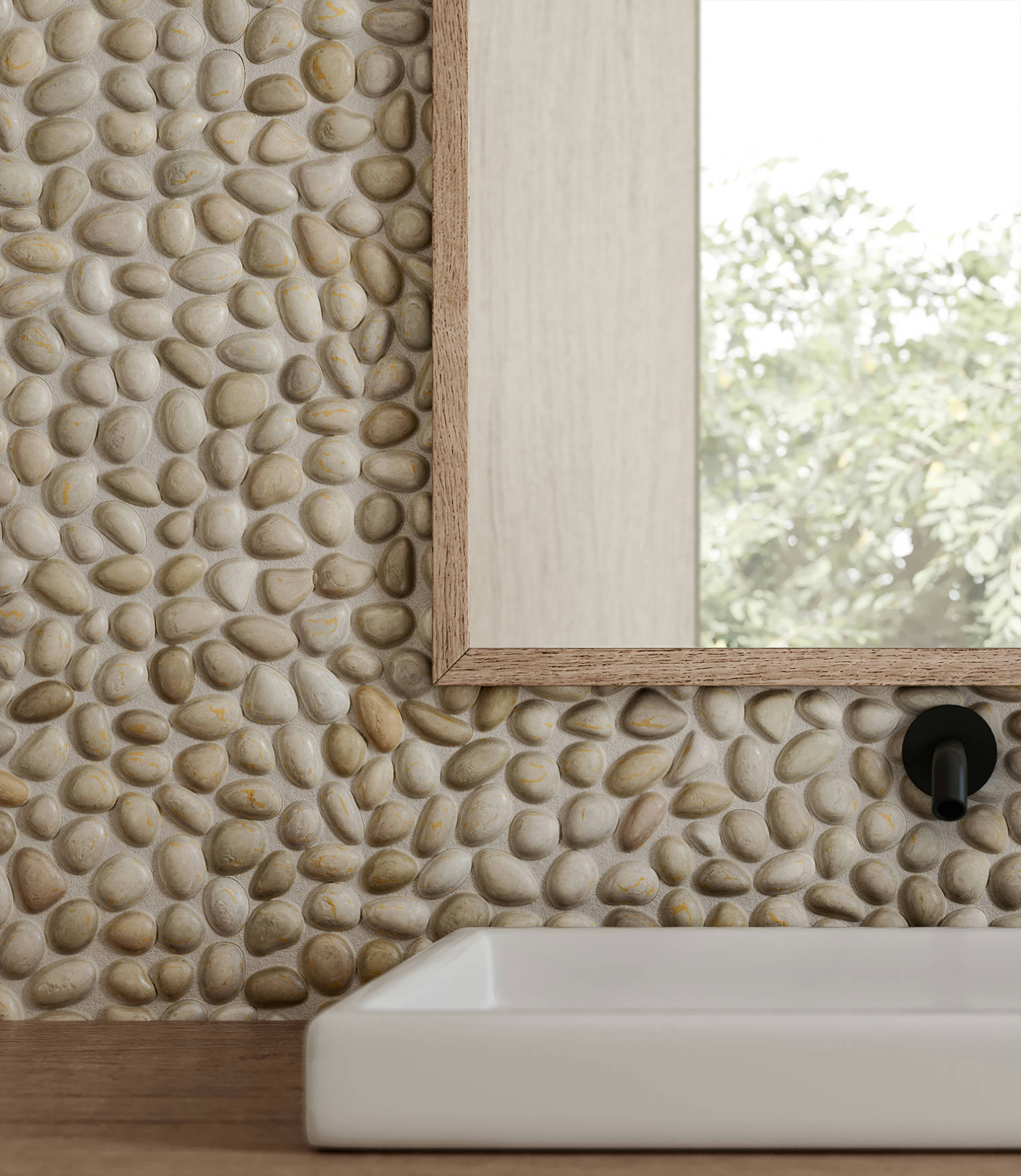 Zen Fiji Cream Natural Pebble Matte Mosaic 3 | Classic Tile Imports