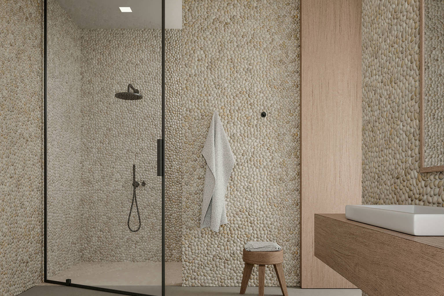 Zen Fiji Cream Natural Pebble Matte Mosaic | Classic Tile Imports