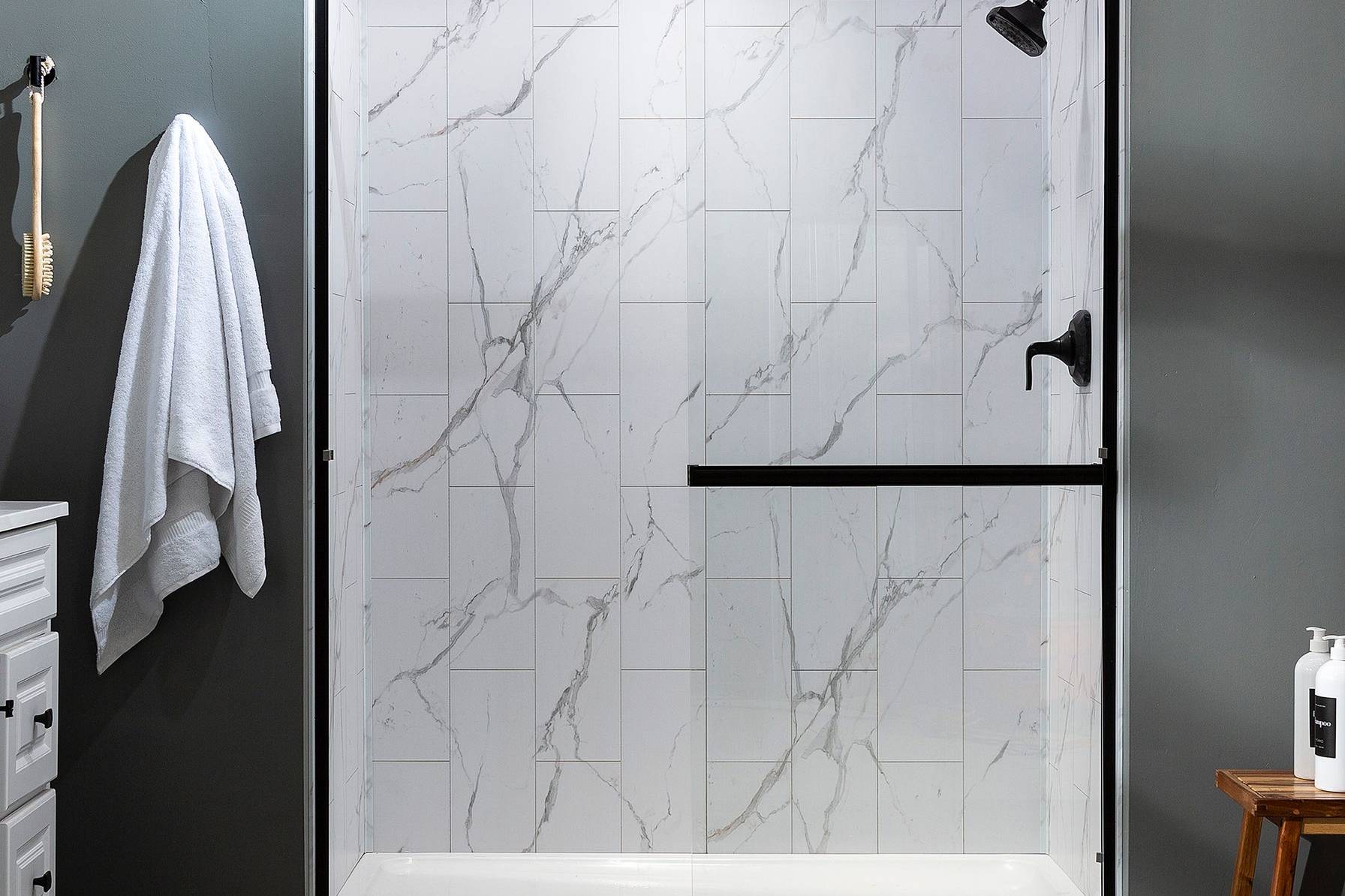 Carrara Marble Shower Wall Kit 32x60x78 | Classic Tile Imports