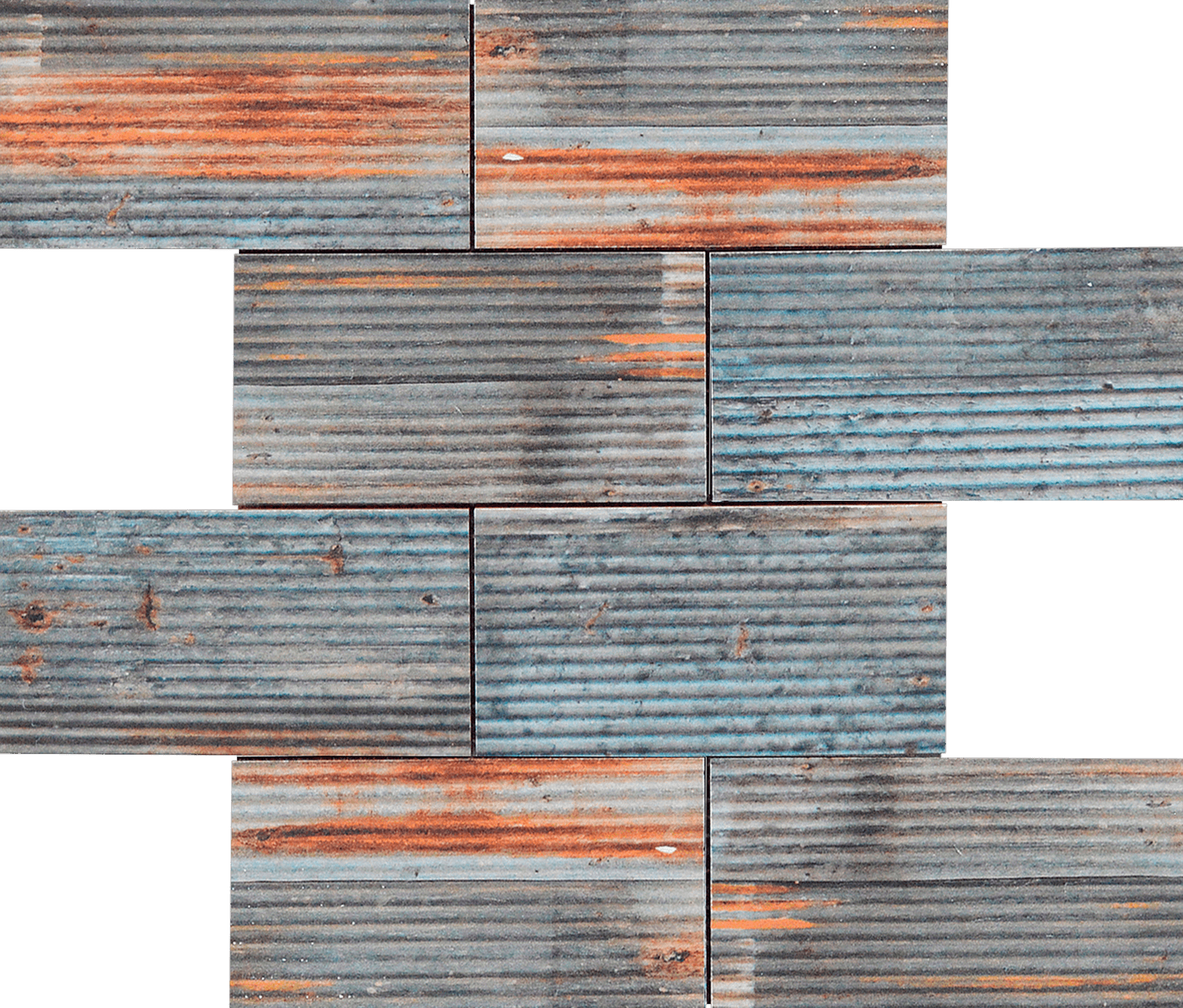 2.8"x6" Rust Industrial Linear Relief Pattern Glazed Ceramic Mosaic | Classic Tile Imports