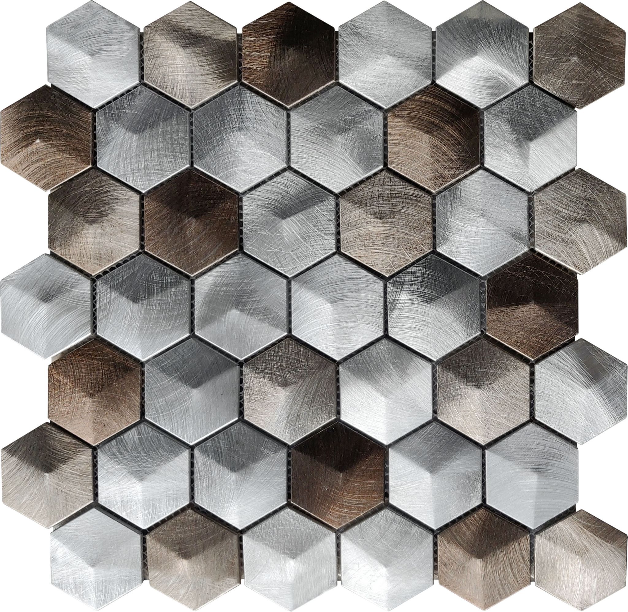 Aluminum Hexagon 19 Brown Mosaic | Classic Tile Imports
