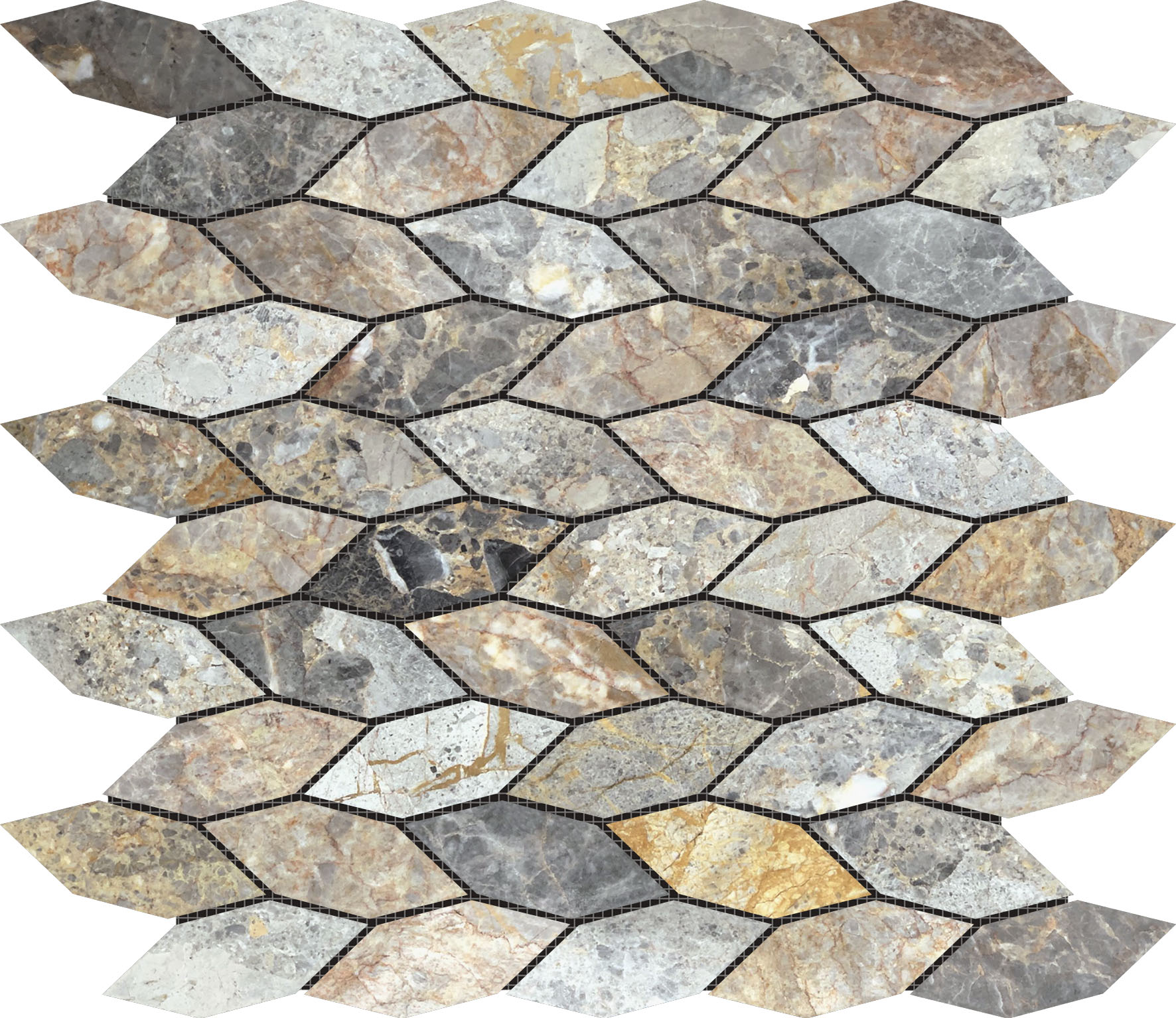 Elongated Hexagon Royal Vein "Leaves" Mosaic | Classic Tile Imports
