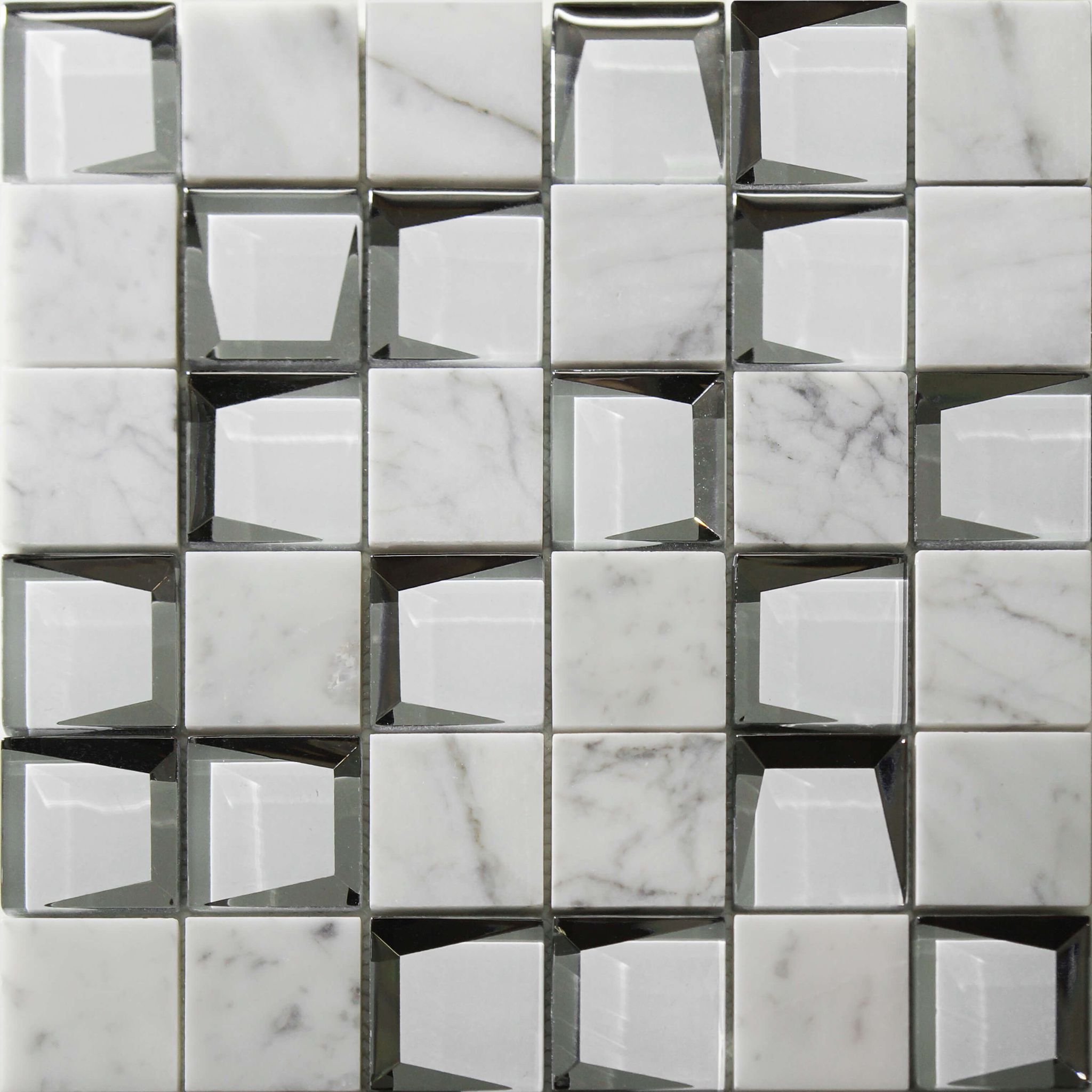Marble & Glass 2"x2" White Mix Mosaic | Classic Tile Imports