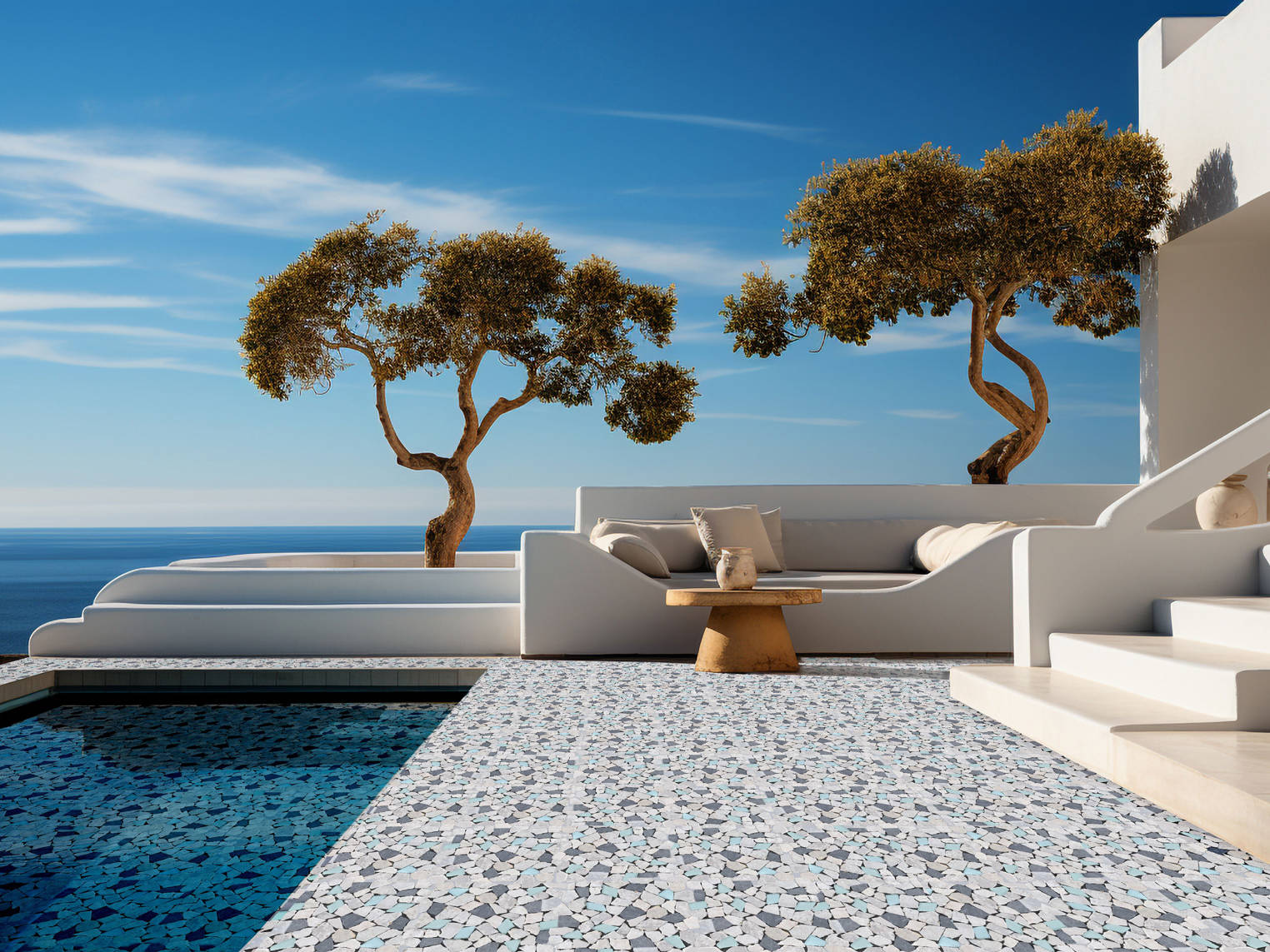 Mini Opus Beige Grey Marble Mix & Green Glass | Classic Tile Imports