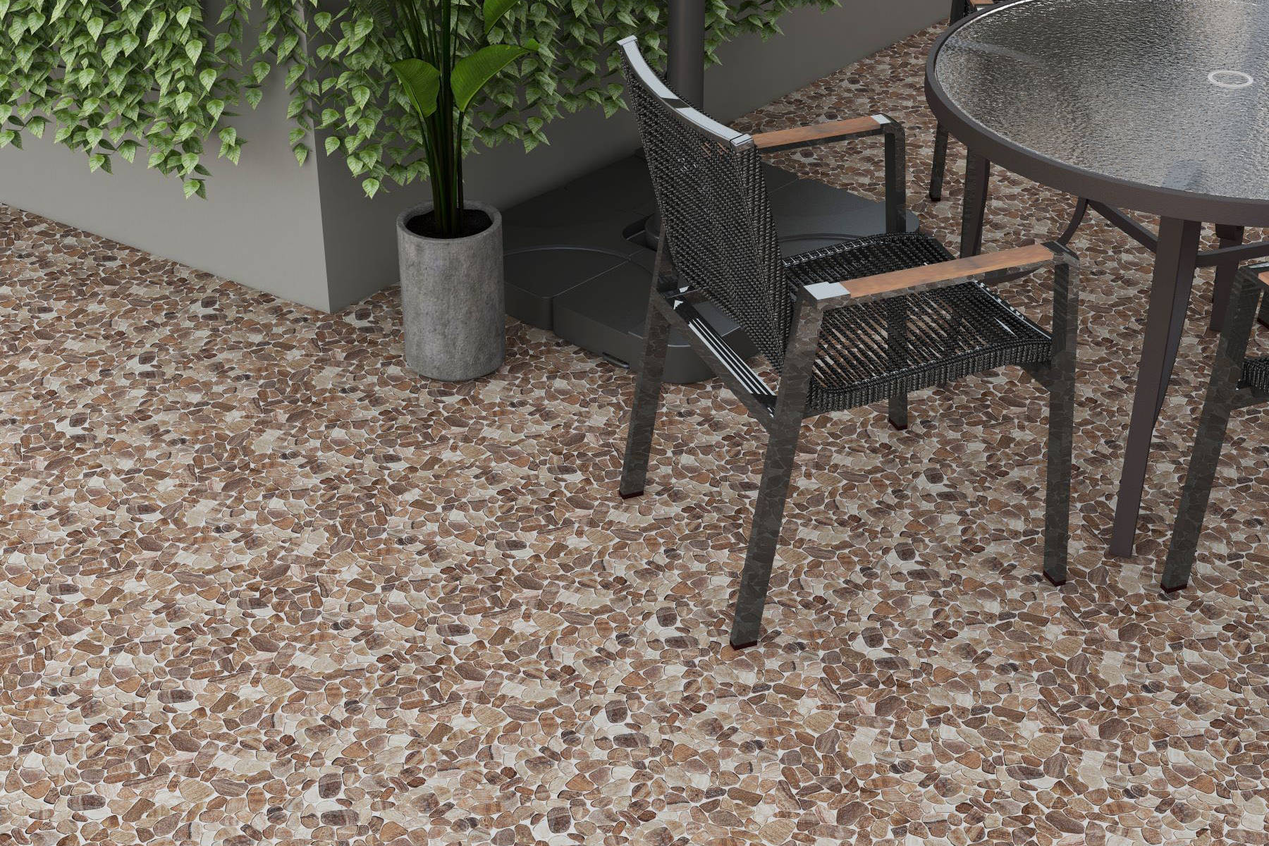 Mini Opus Matte Beige Brown Marble Stone Interlocking  | Classic Tile Imports