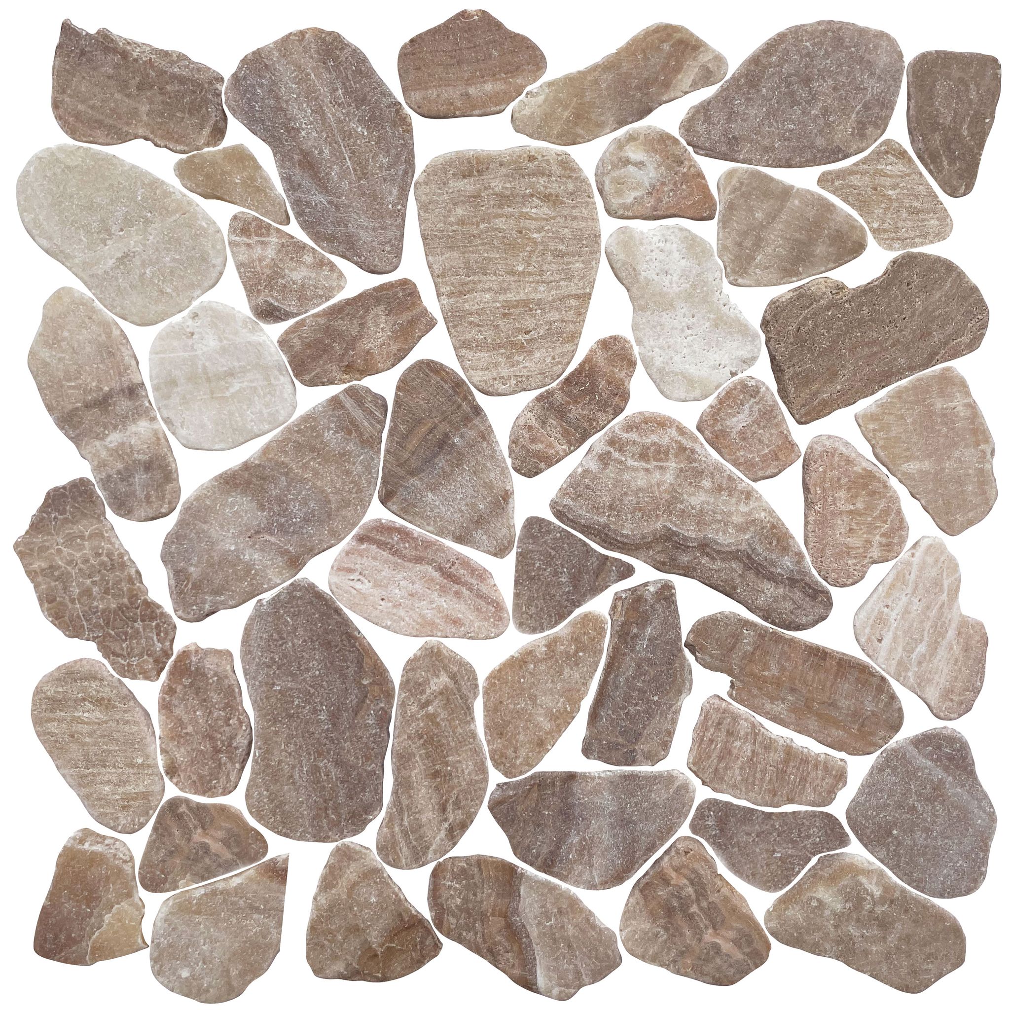 Mini Opus Matte Beige Brown Marble Stone Interlocking | Classic Tile Imports
