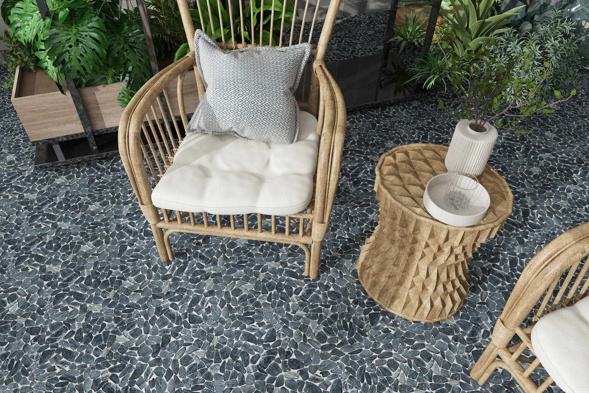 Mini Opus Matte Grey Mix Marble Stone Interlocking | Classic Tile Imports