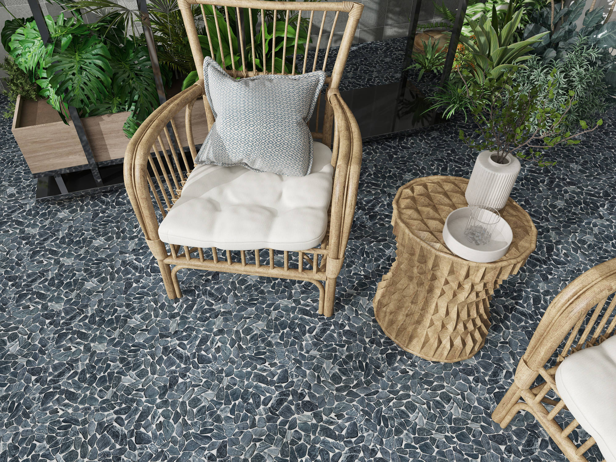 Mini Opus Matte Grey Mix Marble Stone Interlocking | Classic Tile Imports