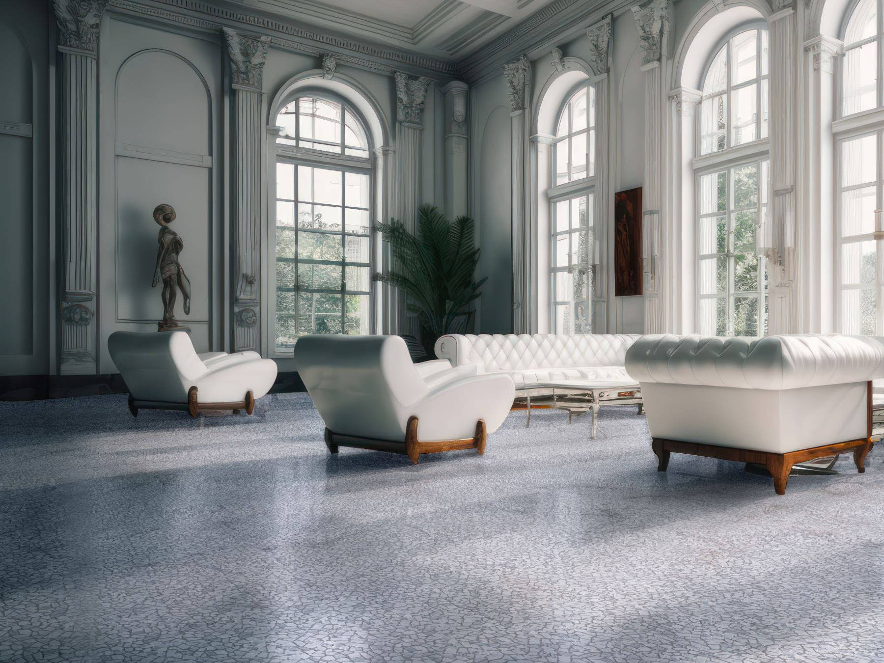 Mini Opus Matte White Grey Marble Stone Interlocking 2 | Classic Tile Imports