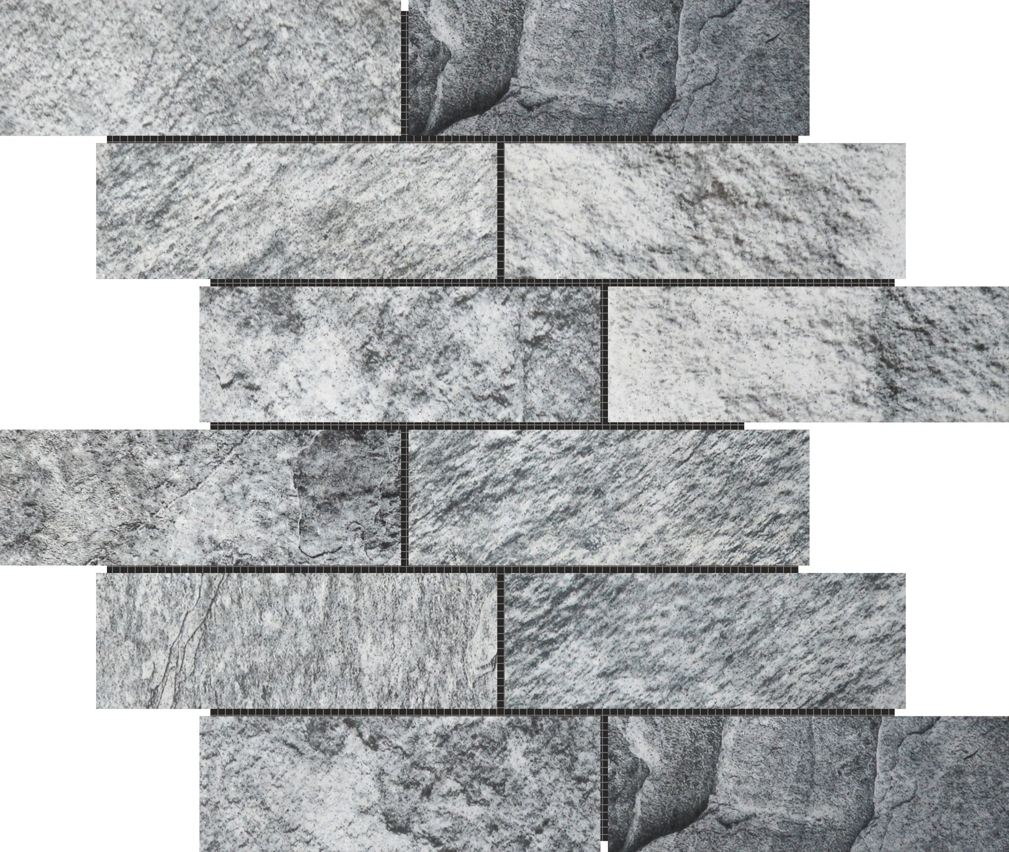 Slate Stone Grey Glazed Ceramic 2"x6" Brick Mosaic | Classic Tile Imports