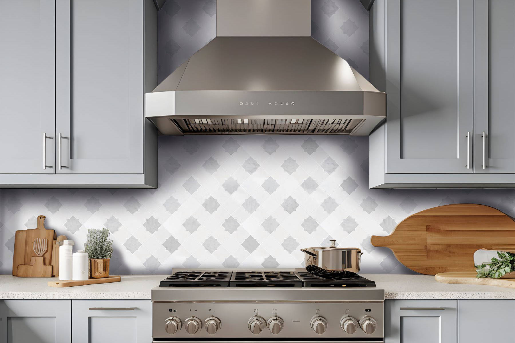 Star & Square White & Grey Mix Marble 2 | Classic Tile Imports