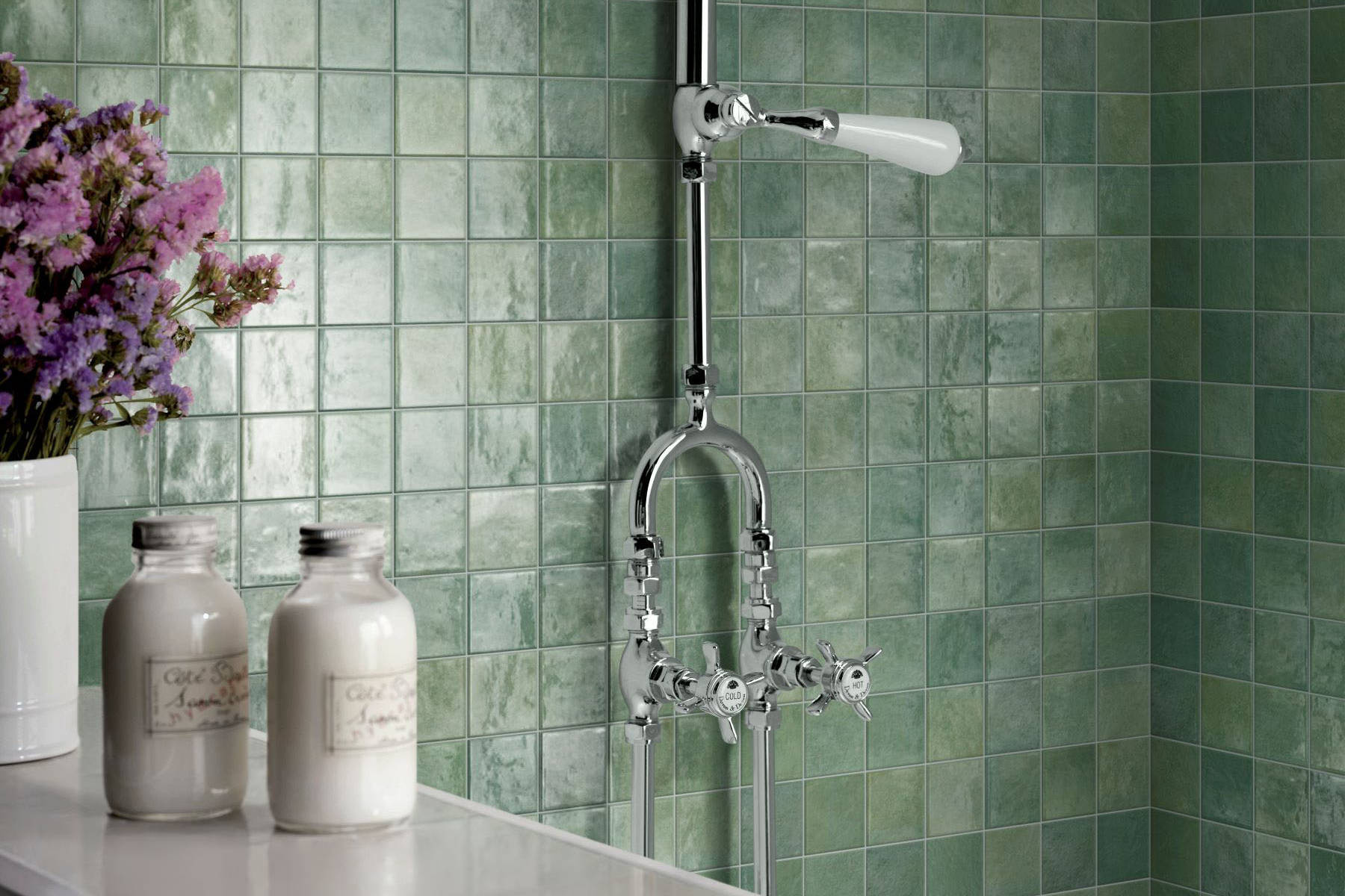 Zellige Glazed Ceramic Soft Green Mix 3 | Classic Tile Imports