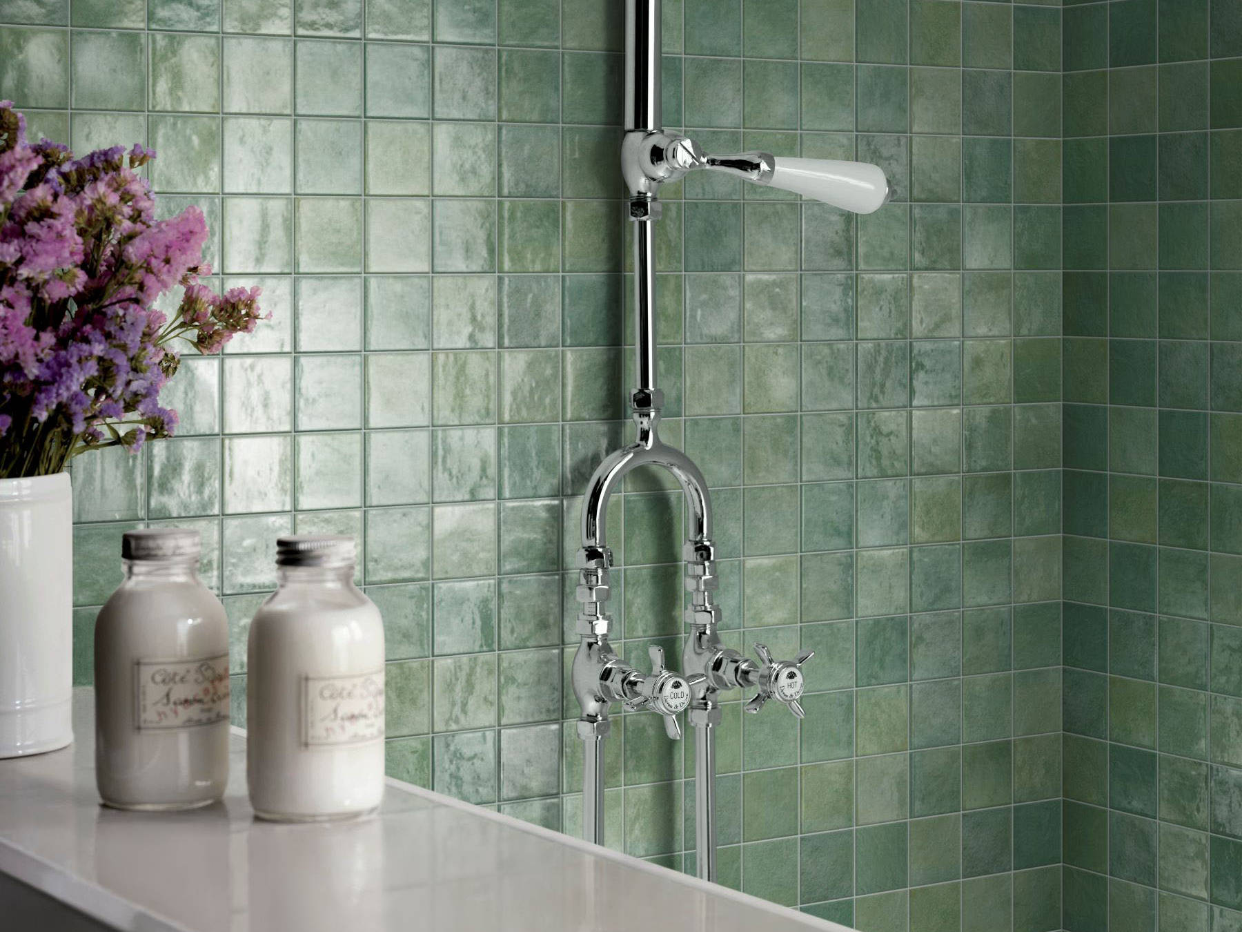Zellige Glazed Ceramic Soft Green Mix 3 | Classic Tile Imports