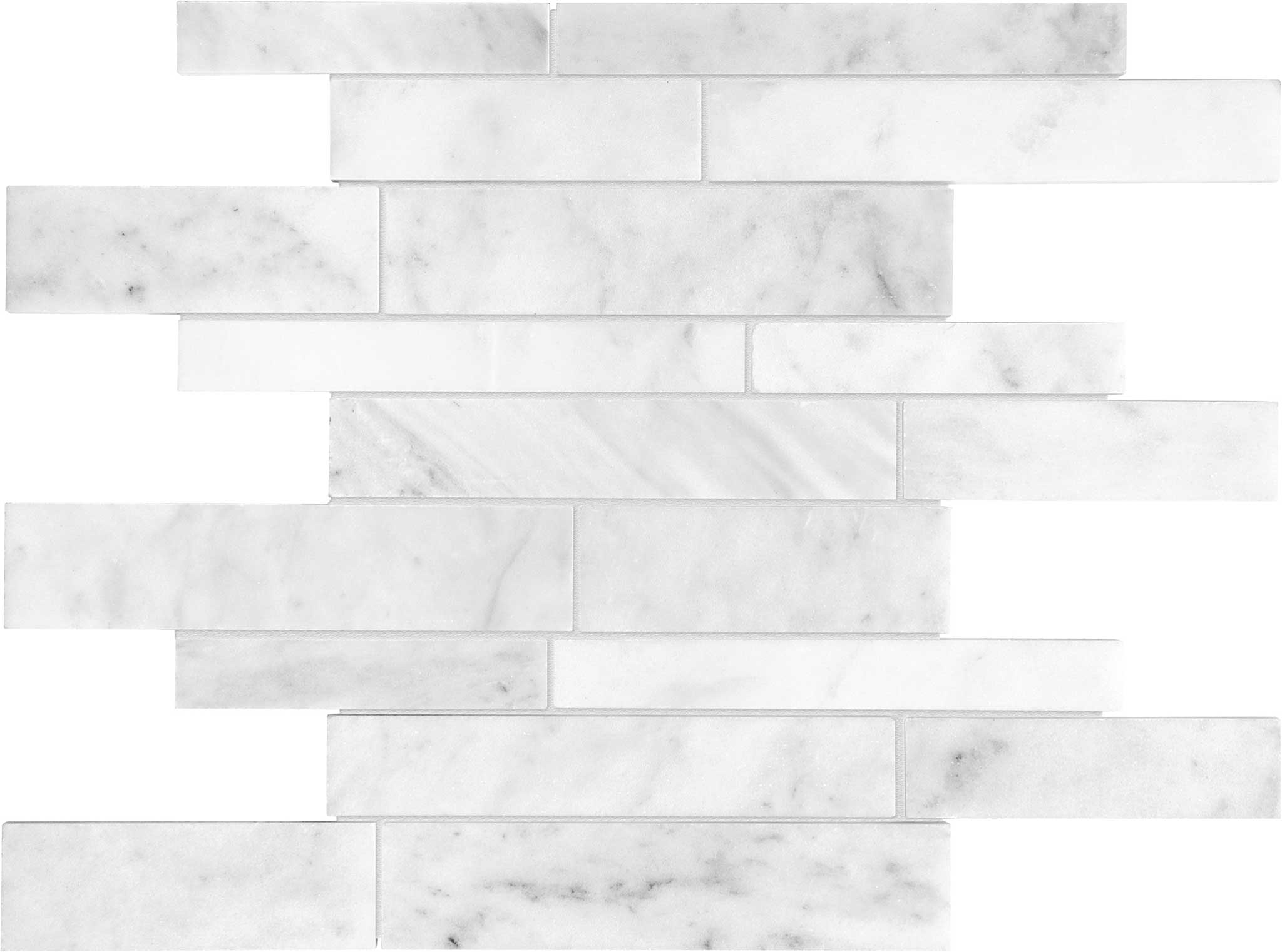 Bianco Venatino Random Strip Polished Mosaic | Classic Tile Imports