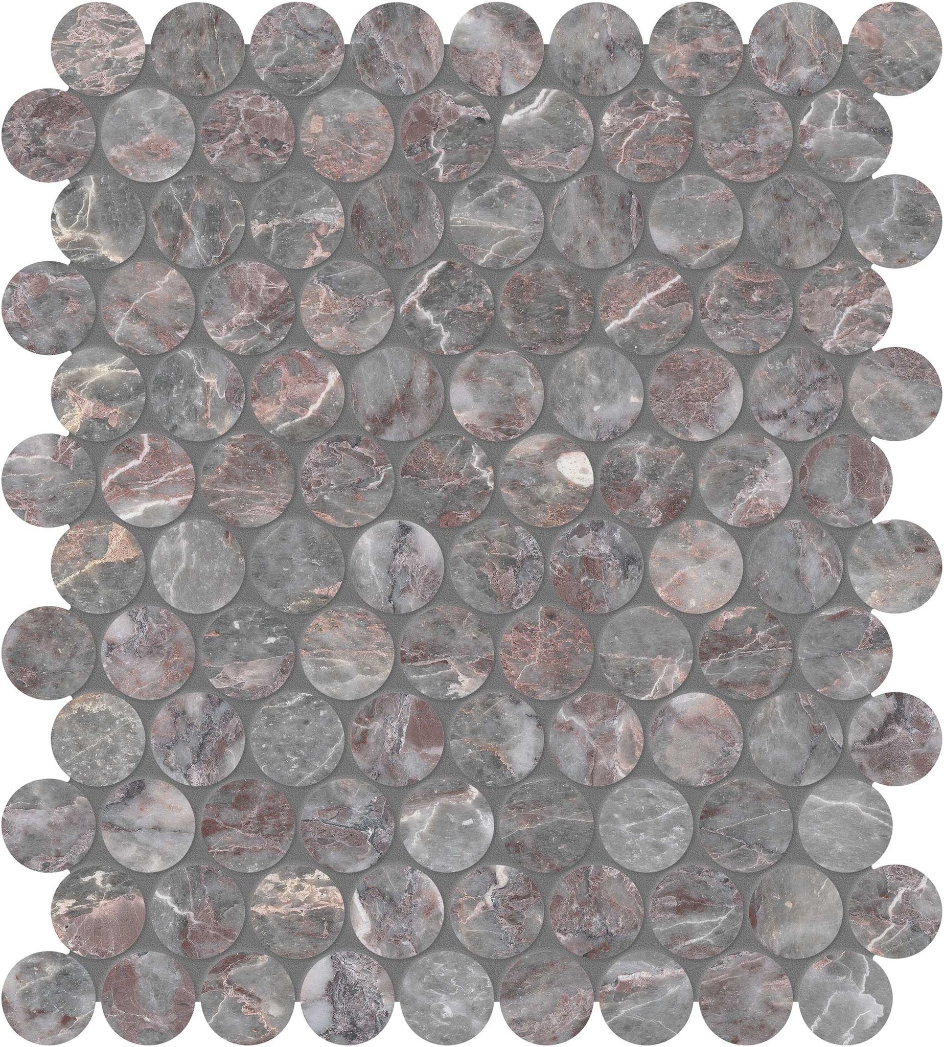 Sereno Burgundy 1.25 Penny Round Mosaic | Classic Tile Imports