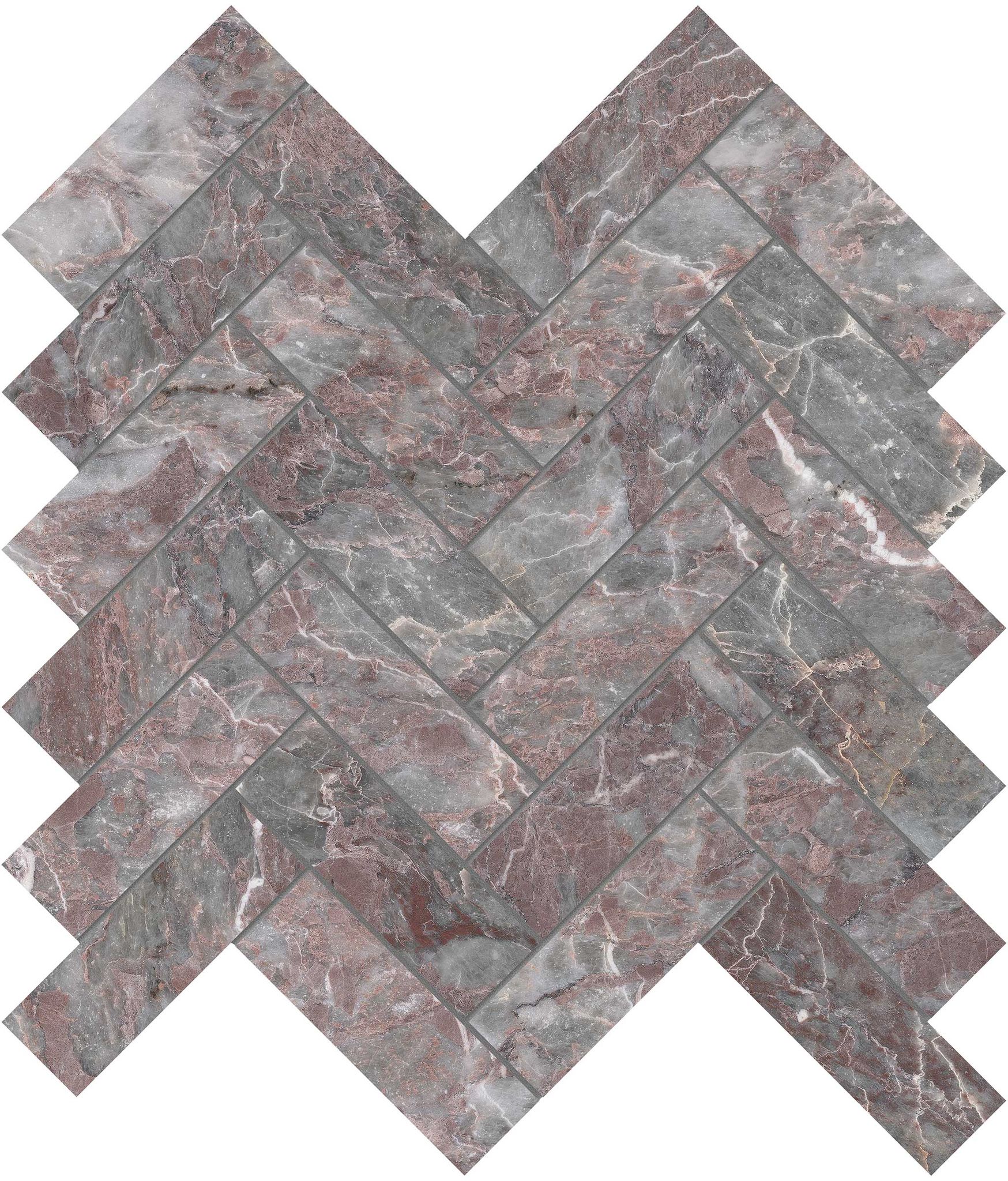 Sereno Burgundy 1.25x4 Herringbone Mosaic | Classic Tile Imports