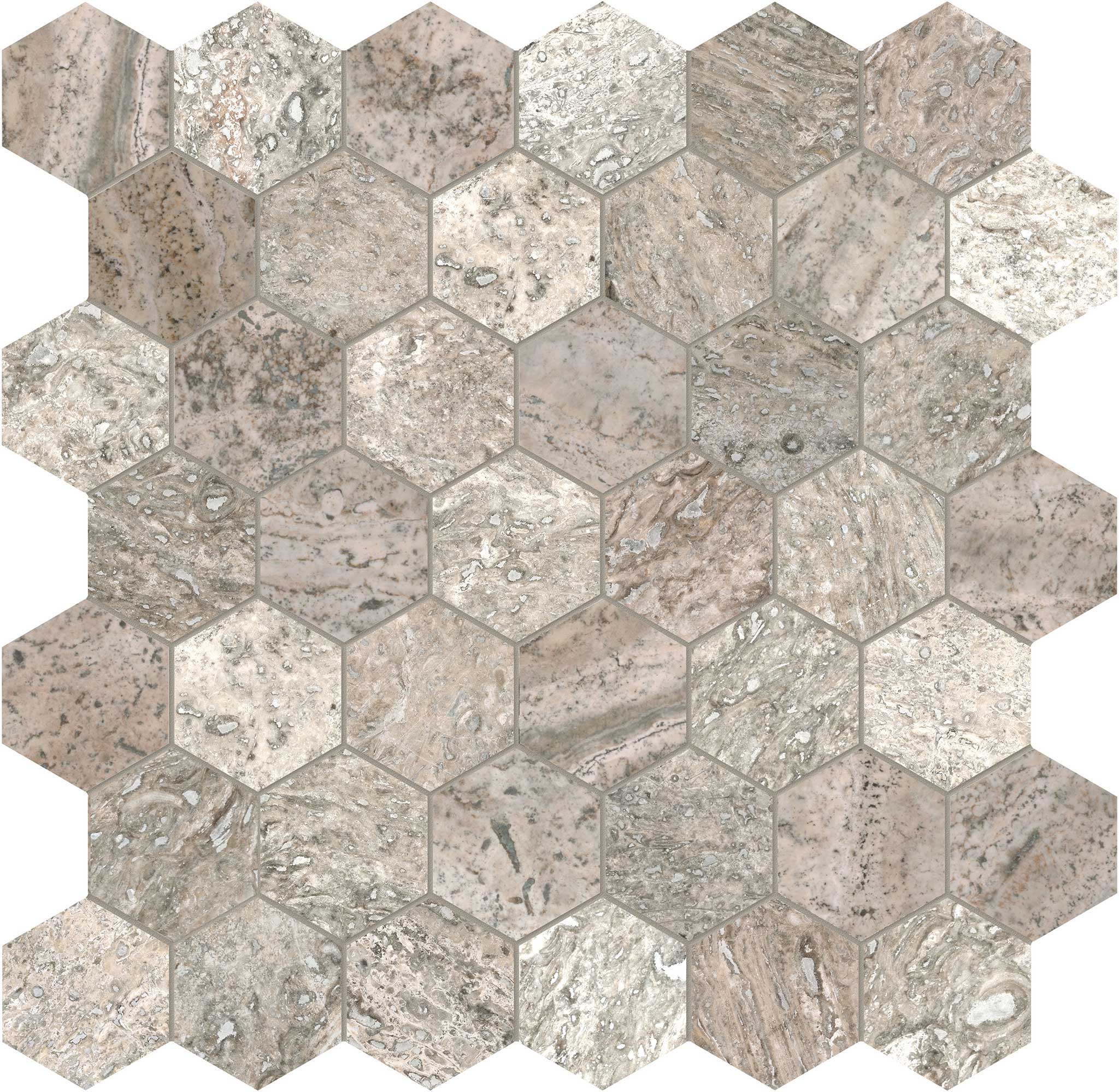 Silver Ash 2 Hexagon Mosaic | Classic Tile Imports
